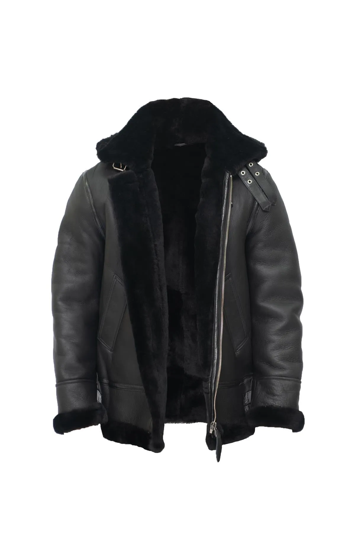 Mens Hooded Sheepskin Leather B3 Flying Jacket-Harwich