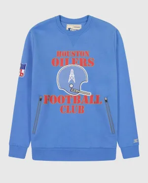 Men's Houston Oilers Crew Neck Sweatshirt With Zip Pockets In Light Blue
