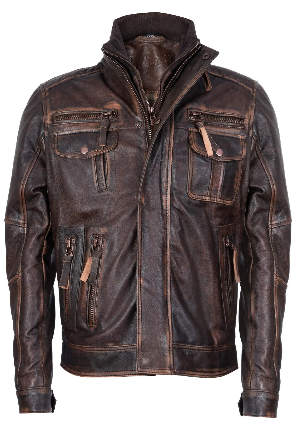 Men's Leather Retro Biker Jacket-Toronto