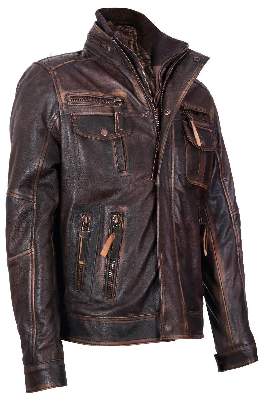 Men's Leather Retro Biker Jacket-Toronto