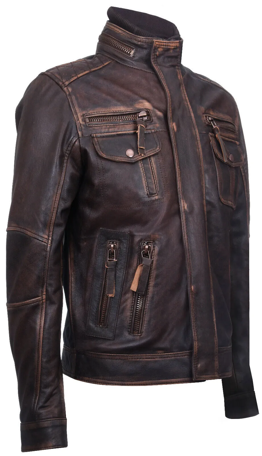 Men's Leather Retro Biker Jacket-Toronto