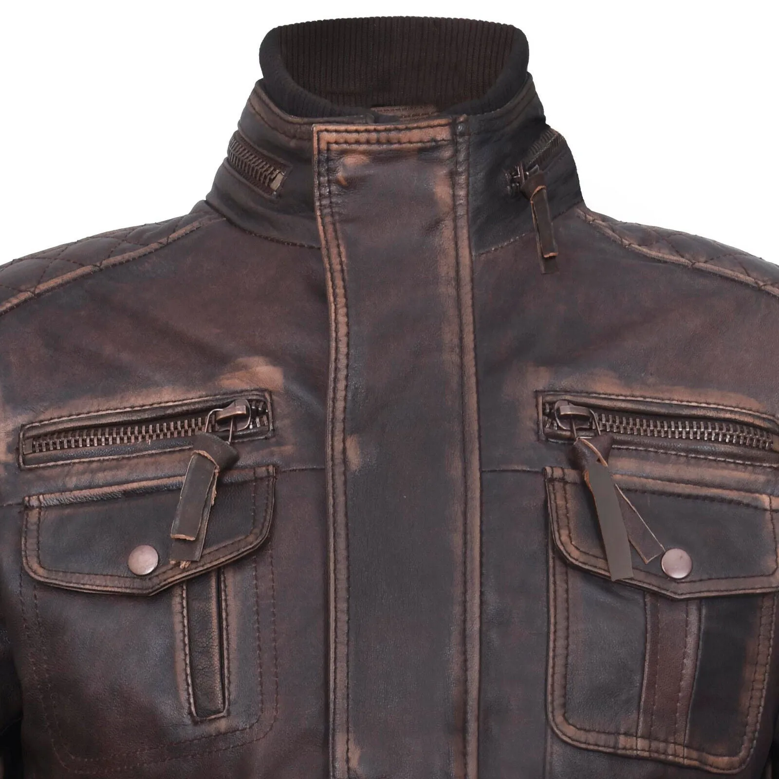 Men's Leather Retro Biker Jacket-Toronto