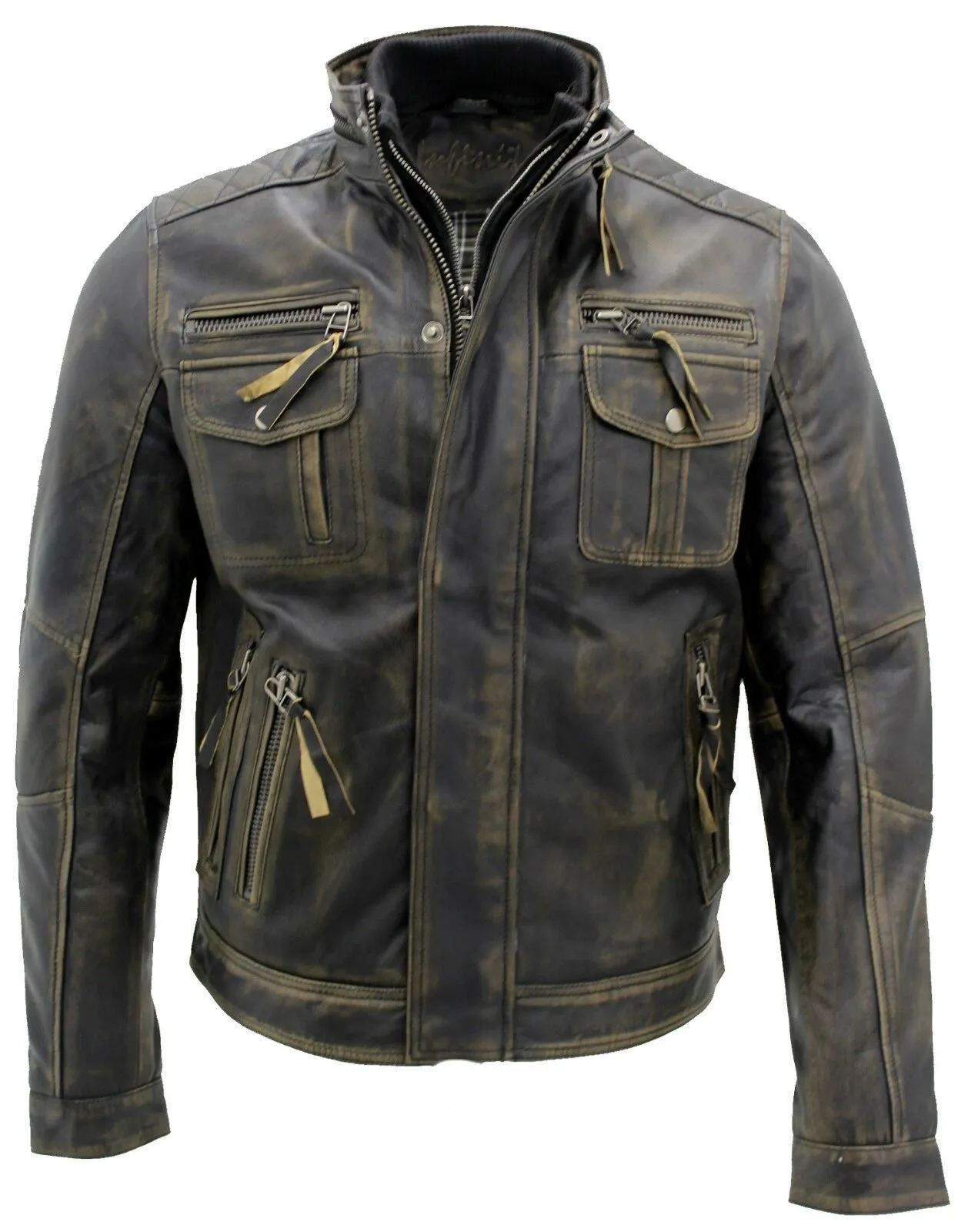 Men's Leather Retro Biker Jacket-Toronto
