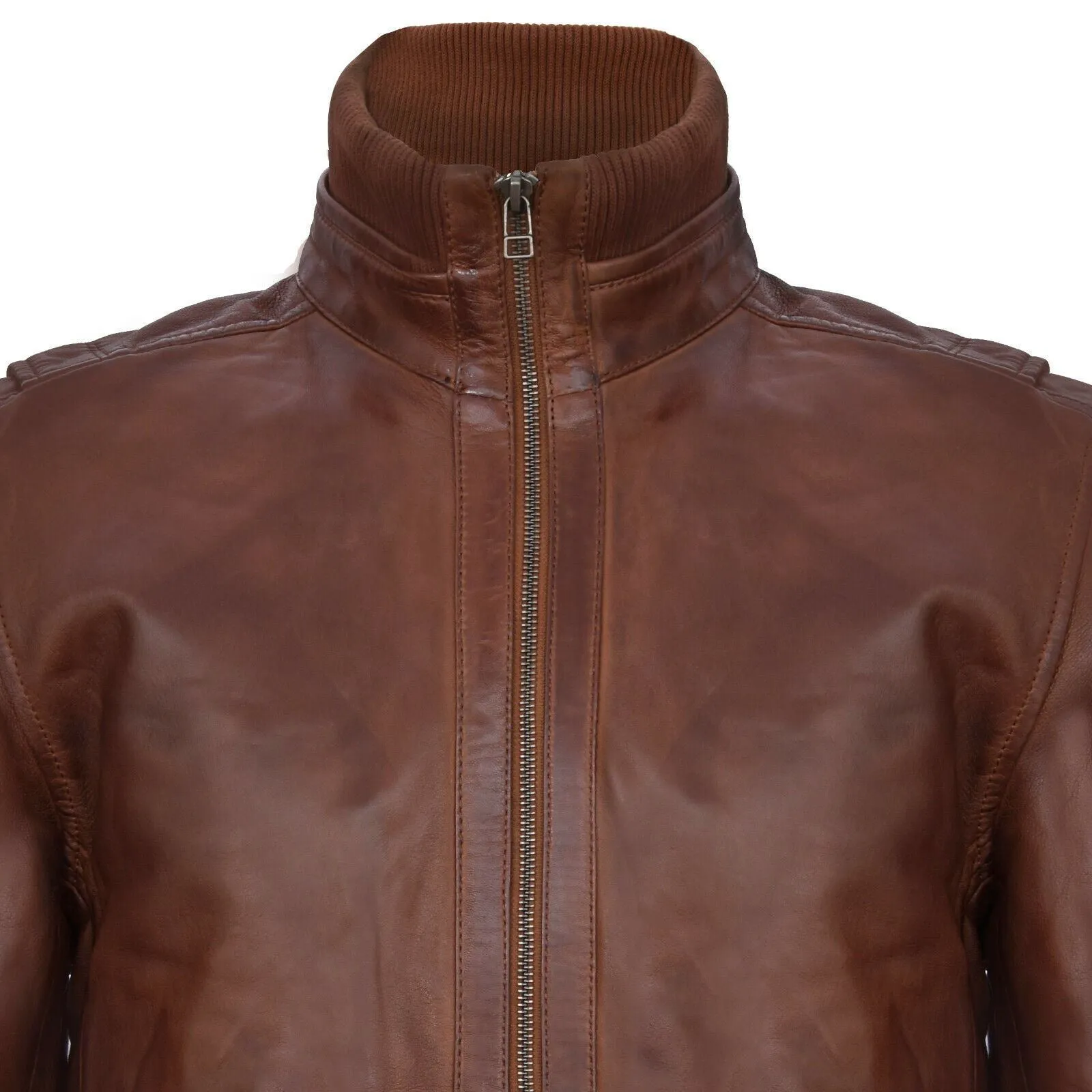 Mens Leather Varsity Bomber Jacket-Adana