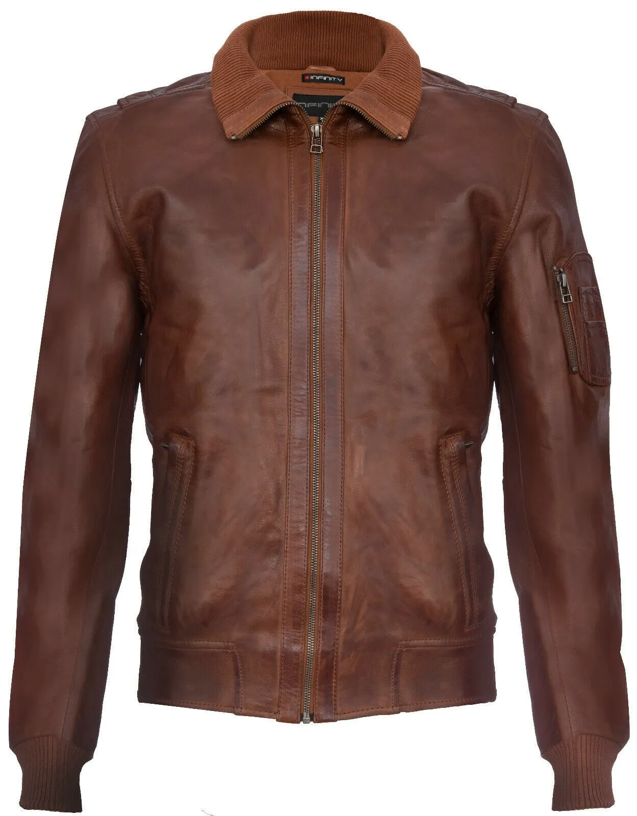 Mens Leather Varsity Bomber Jacket-Adana