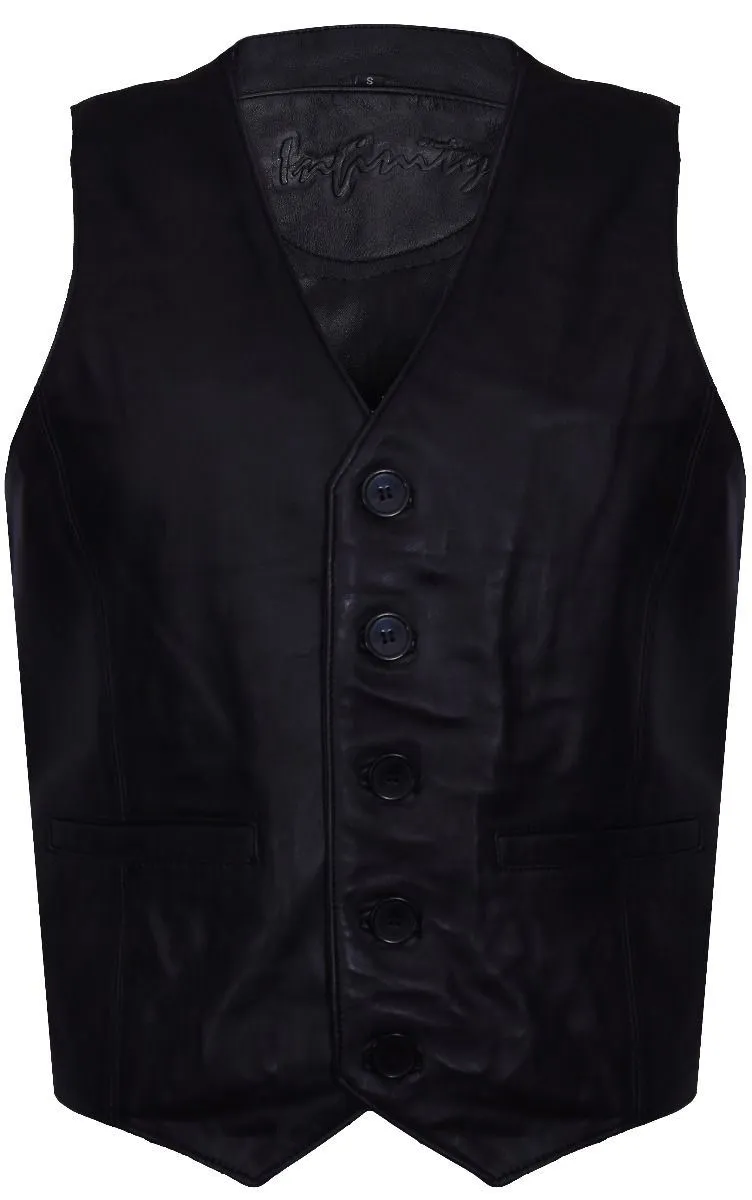 Mens Leather Waistcoat Formal Traditional Gilet Vest