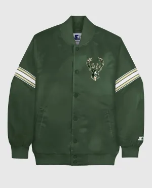 Men's Milwaukee Bucks Satin Full-Snap Jacket In Green