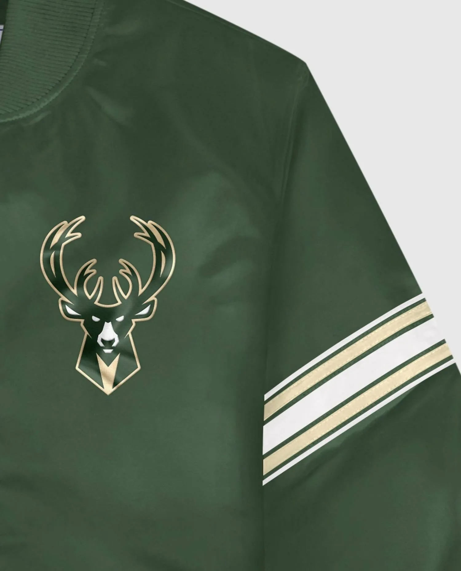 Men's Milwaukee Bucks Satin Full-Snap Jacket In Green