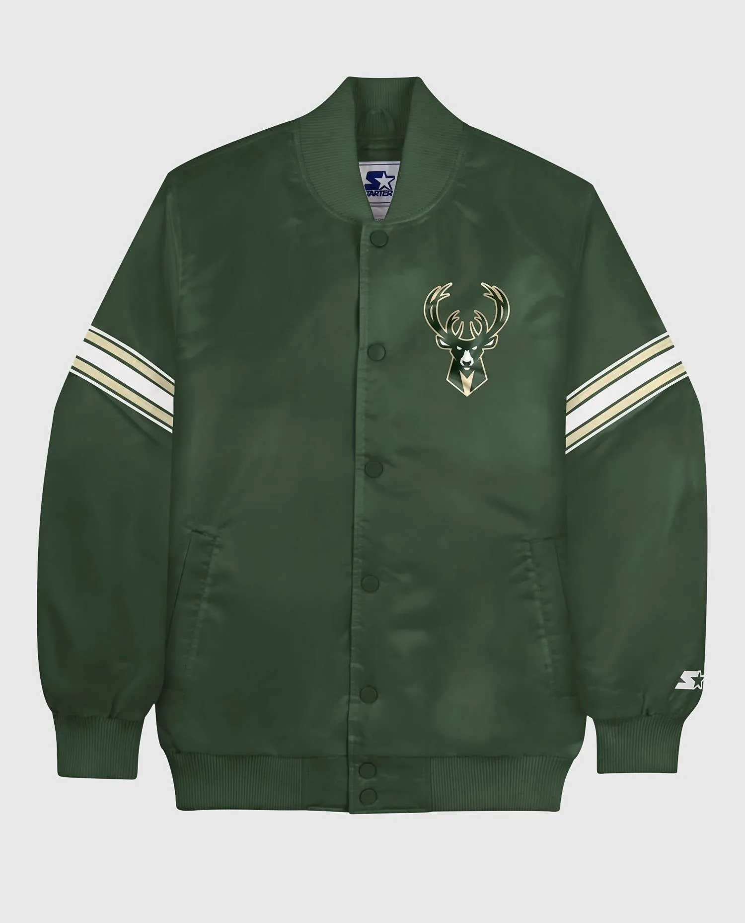 Men's Milwaukee Bucks Satin Full-Snap Jacket In Green