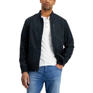 Mens Perforated Faux Suede Bomber Jacket