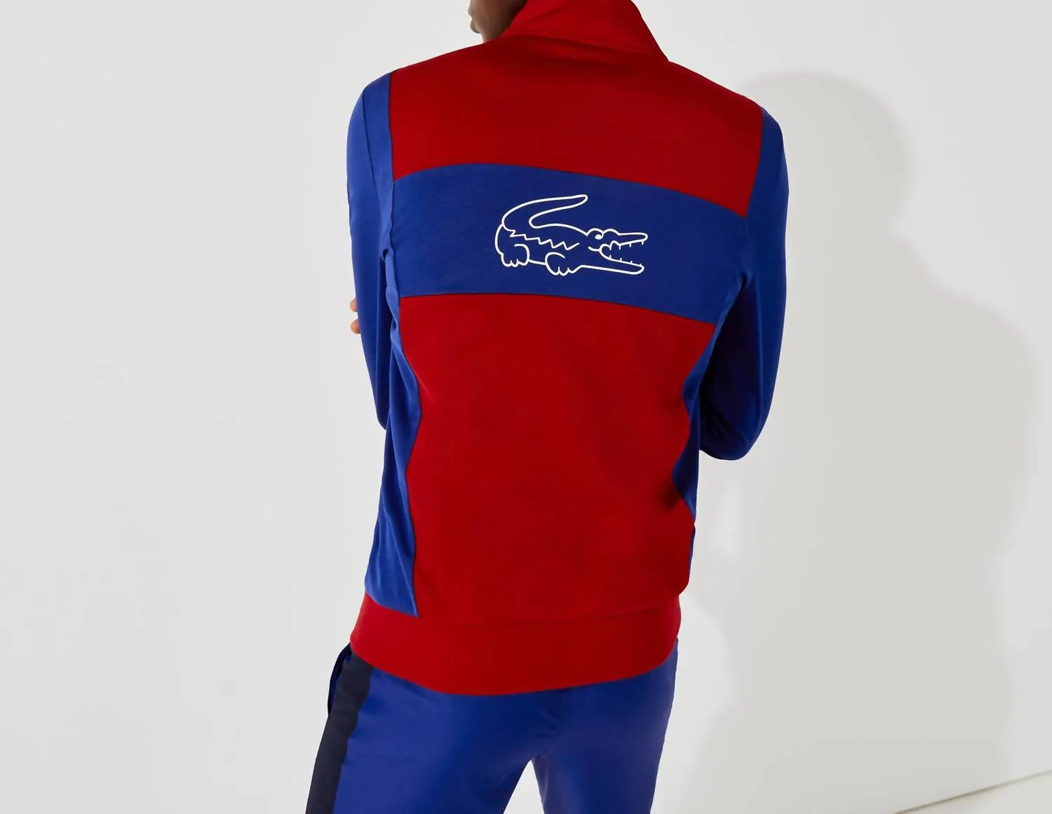 Men's Resistant Bicolor Pique Zip Sweatshirt In Red/blue