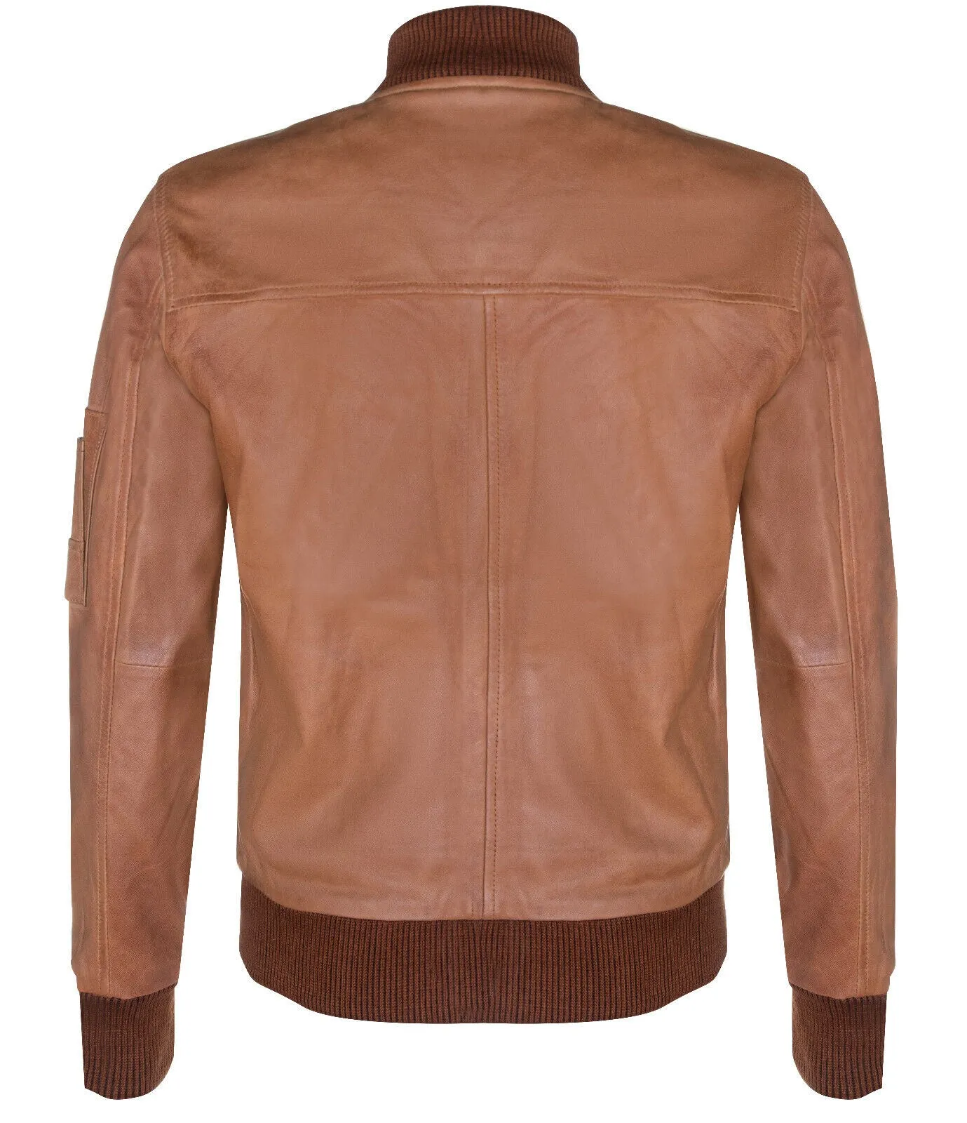 Mens Retro MA-1 Leather Bomber Jacket-Arlington