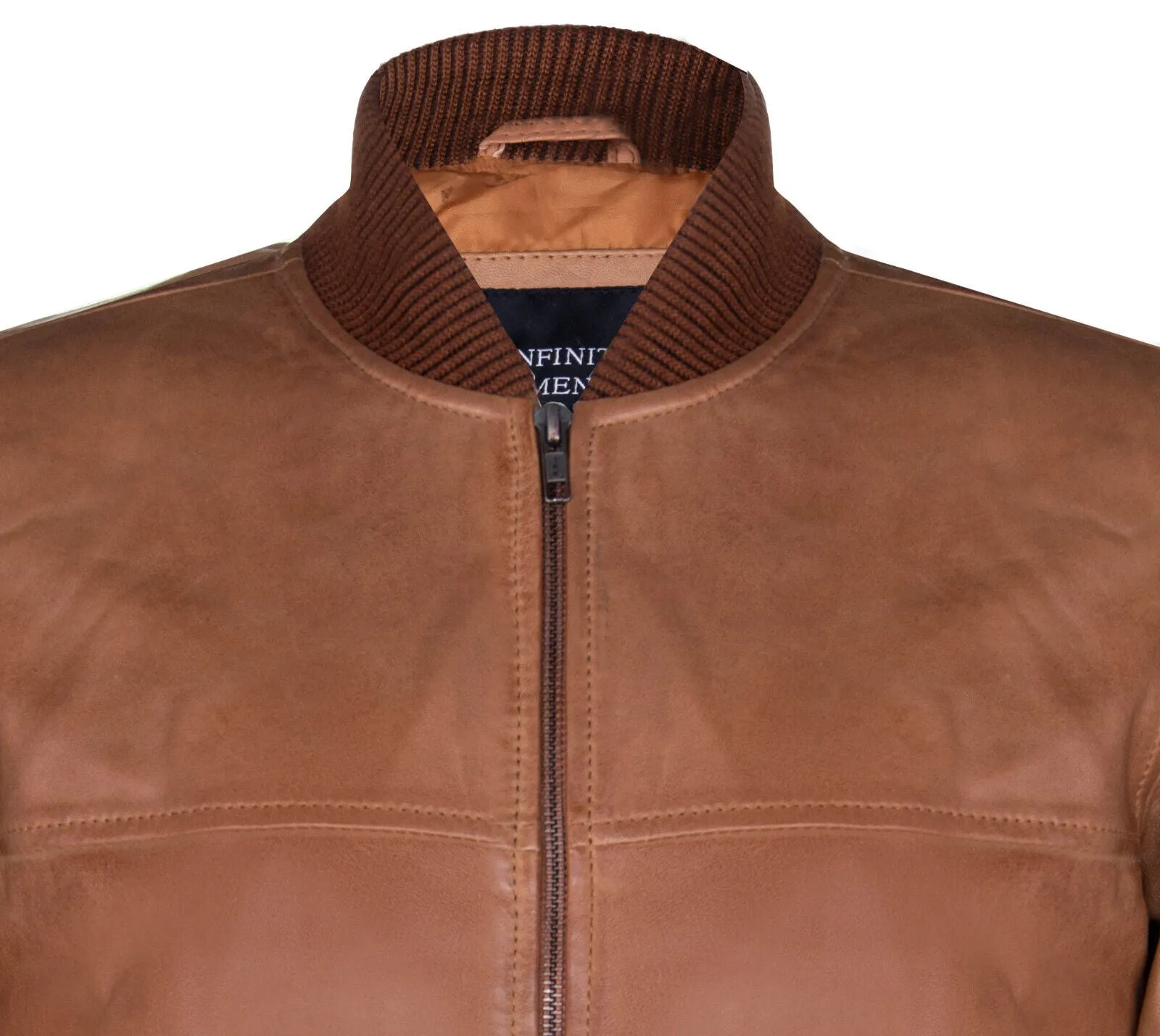 Mens Retro MA-1 Leather Bomber Jacket-Arlington