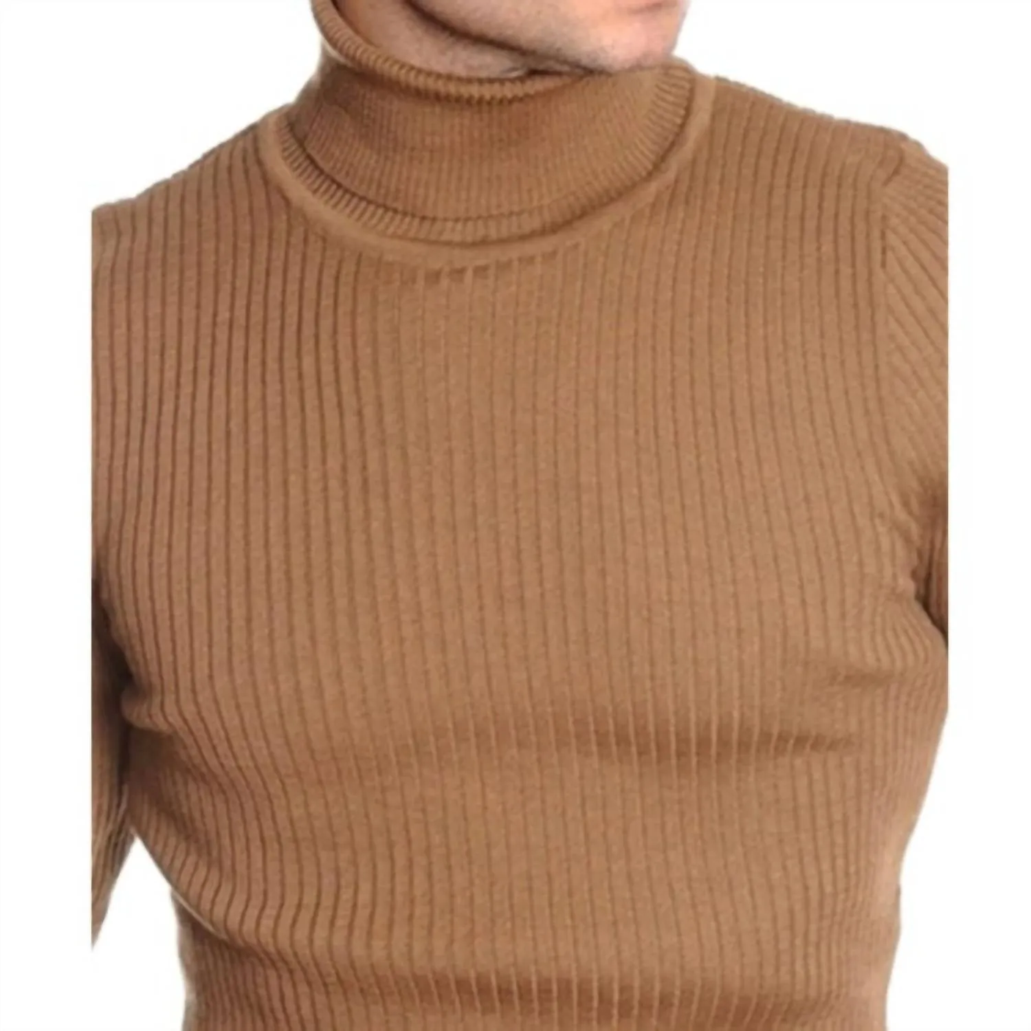 Men's Turtleneck Sweater In Camel
