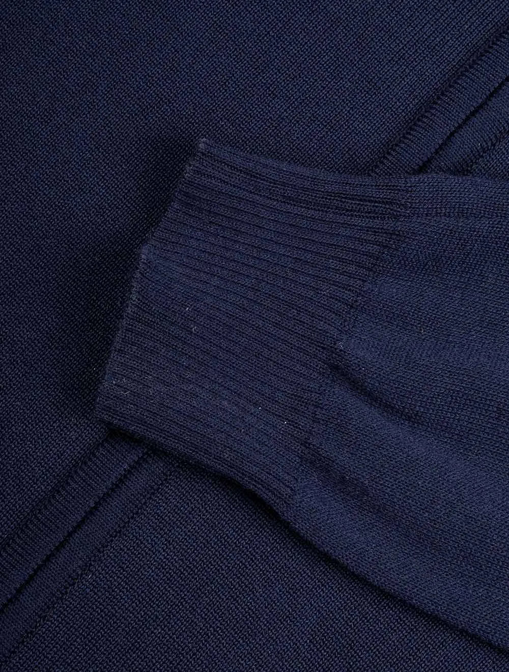 Merino Wool Zip Cardigan Navy