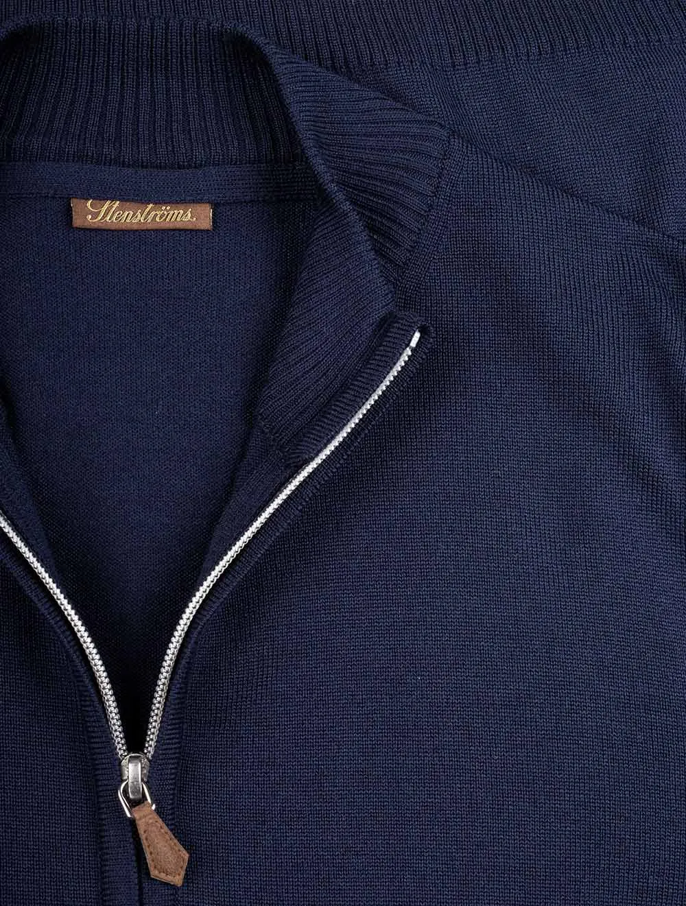 Merino Wool Zip Cardigan Navy