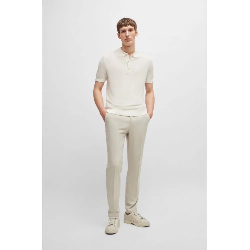 Mixed-structure polo sweater in silk and cotton