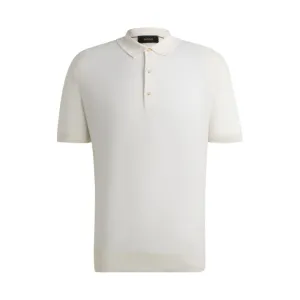 Mixed-structure polo sweater in silk and cotton