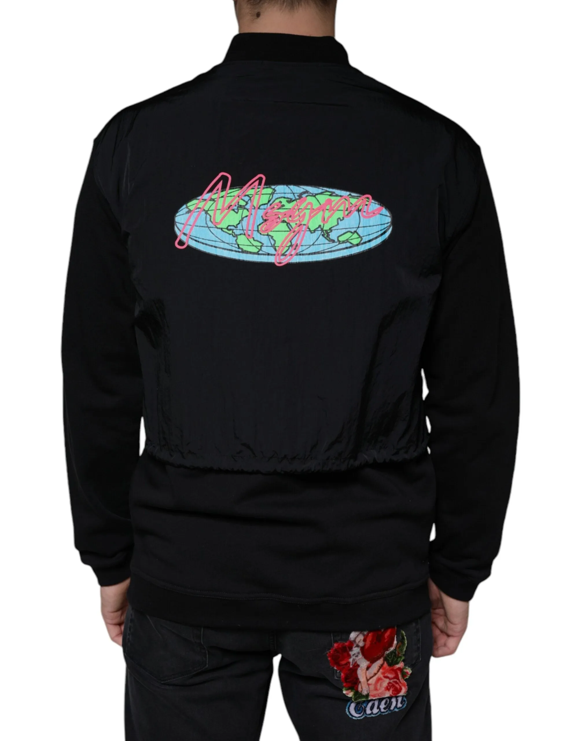 MSGM  Cotton Full Zip Bomber Long Sleeves Men's Jacket (Pre-Owned)