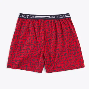 Nautica Men's Anchor Print Knit Boxer Navy Marl Nautica