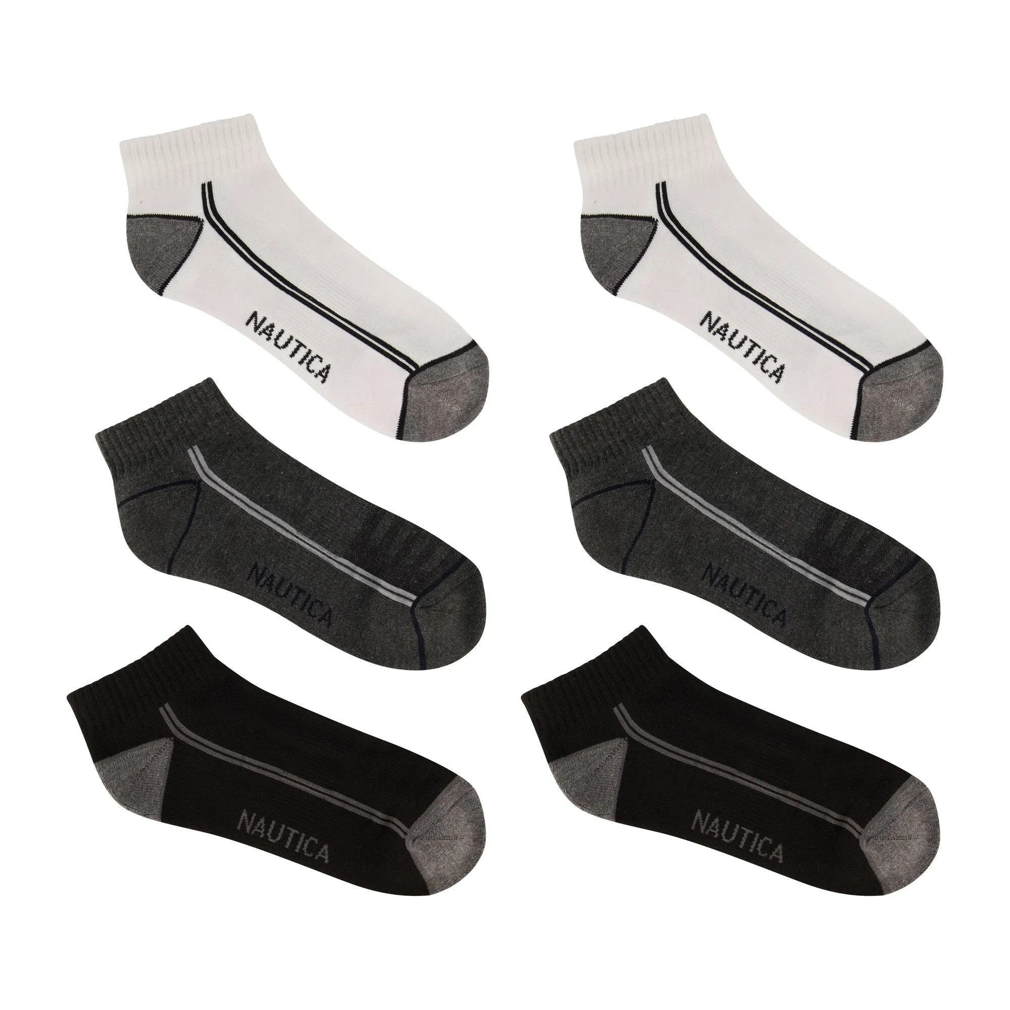 Nautica Men's Athletic Logo Quarter Socks Black Onyx Nautica
