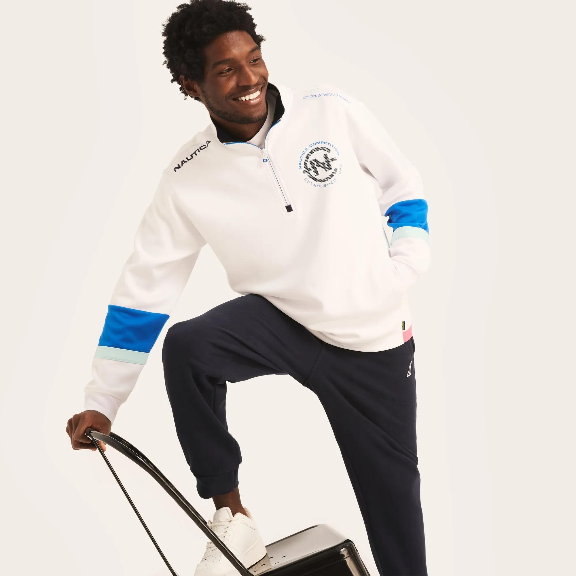 Nautica Mens Competition Sustainably Crafted Half-Zip Sweatshirt