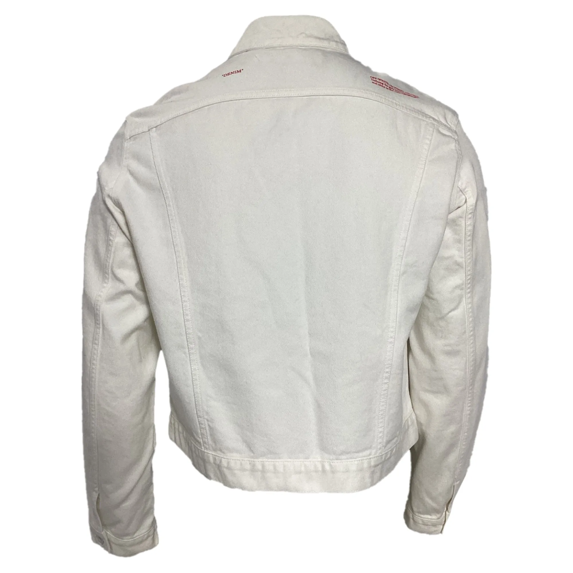 Off-White Cropped Multicolor Button Jacket in White Cotton