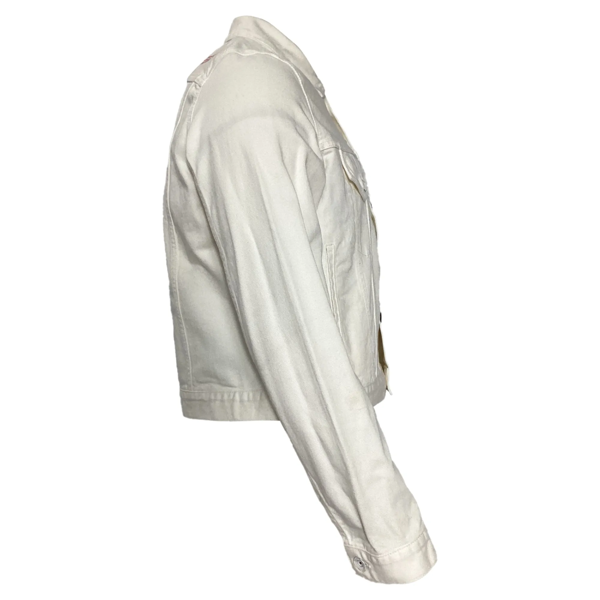 Off-White Cropped Multicolor Button Jacket in White Cotton