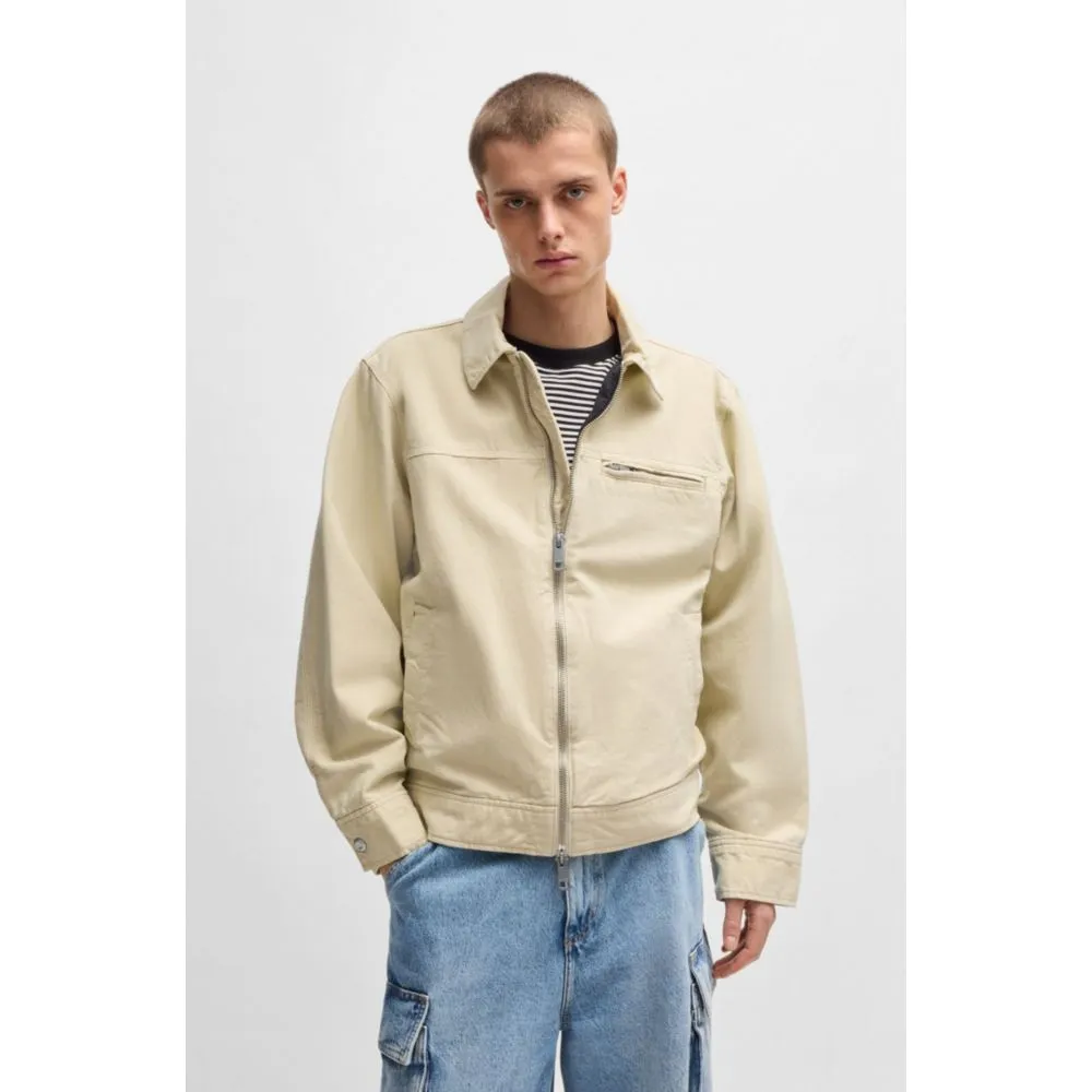 Regular-fit padded jacket in cotton canvas
