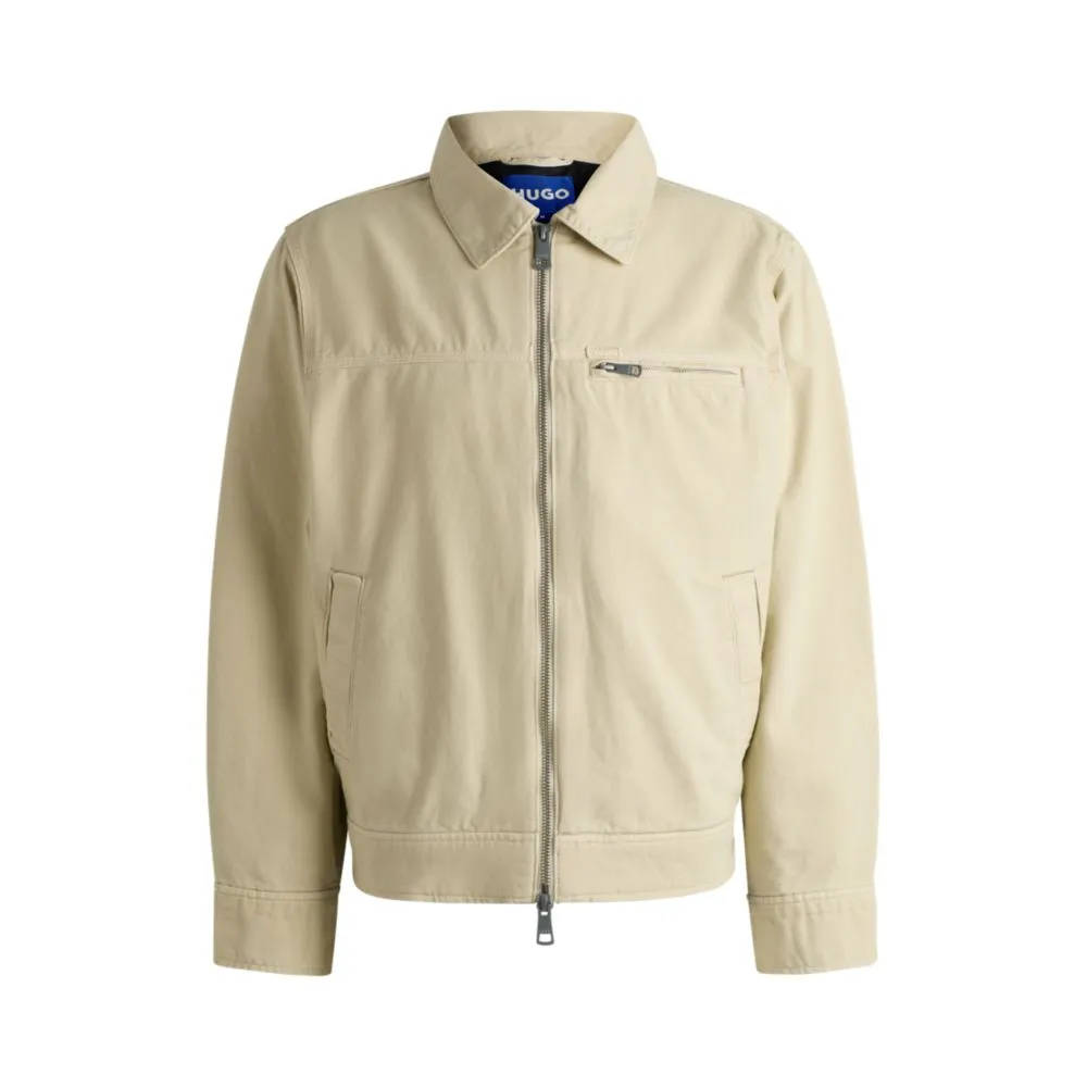 Regular-fit padded jacket in cotton canvas