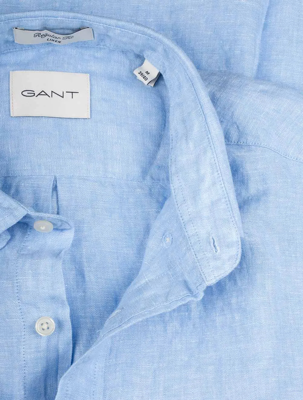 Regular Linen Short Sleeve Shirt Capri Blue