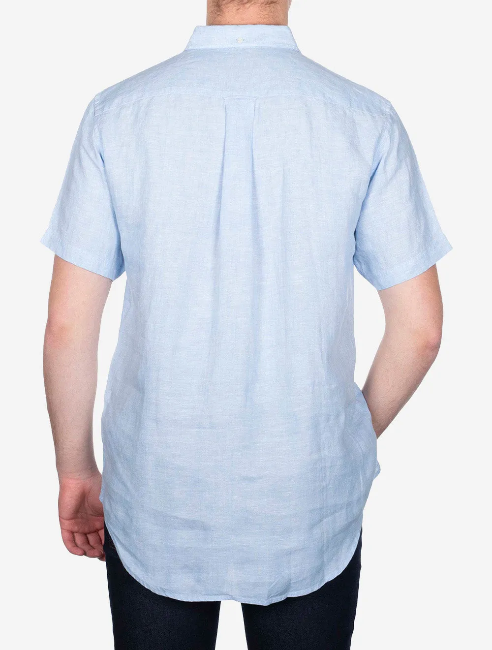 Regular Linen Short Sleeve Shirt Capri Blue