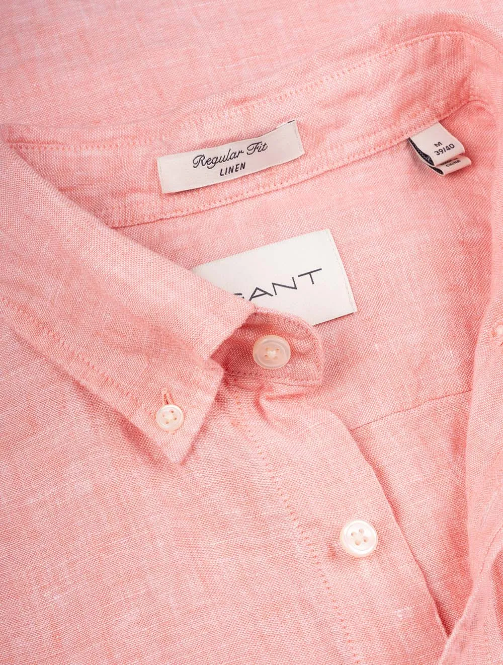 Regular Linen Short Sleeve Shirt Peachy Pink