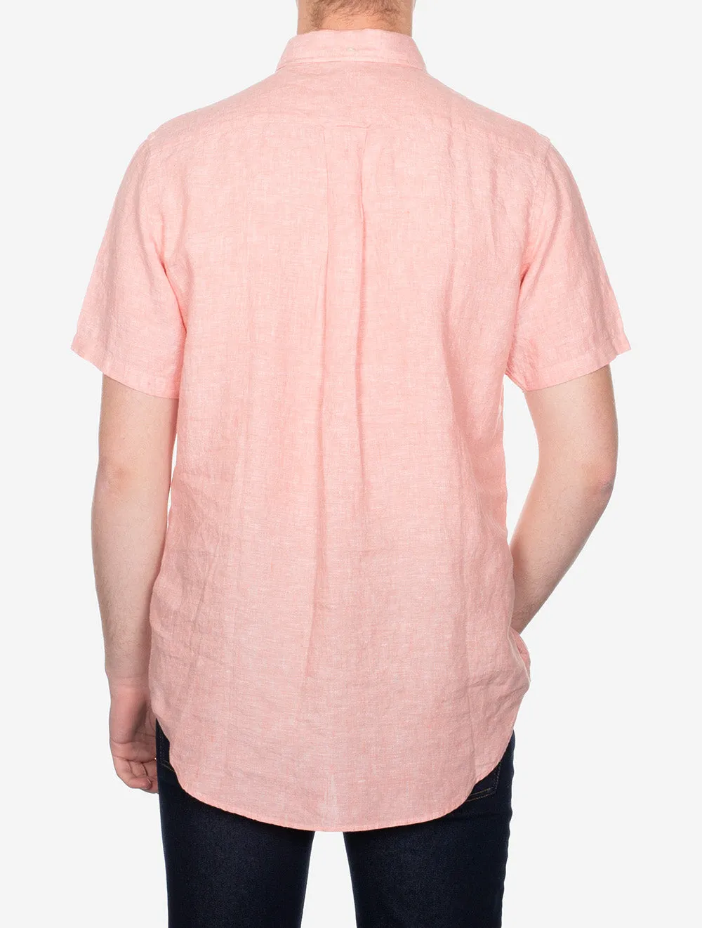 Regular Linen Short Sleeve Shirt Peachy Pink