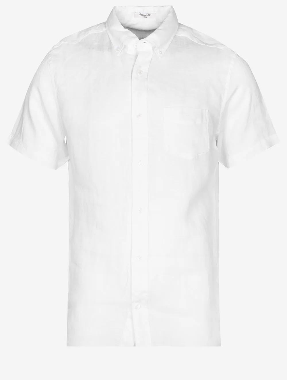Regular Linen Short Sleeve Shirt White