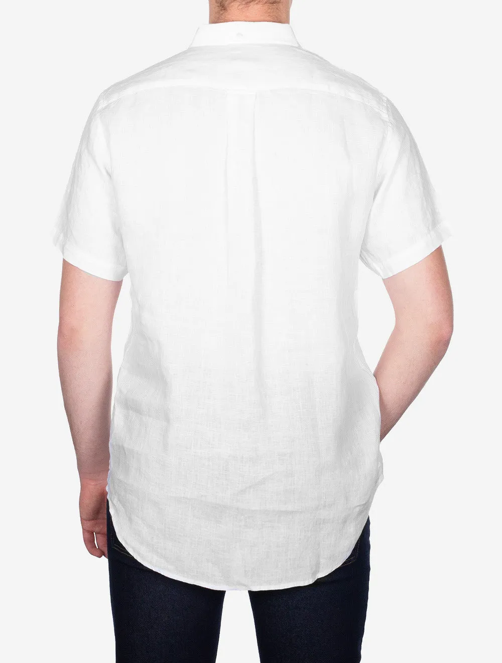 Regular Linen Short Sleeve Shirt White