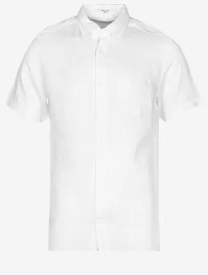 Regular Linen Short Sleeve Shirt White