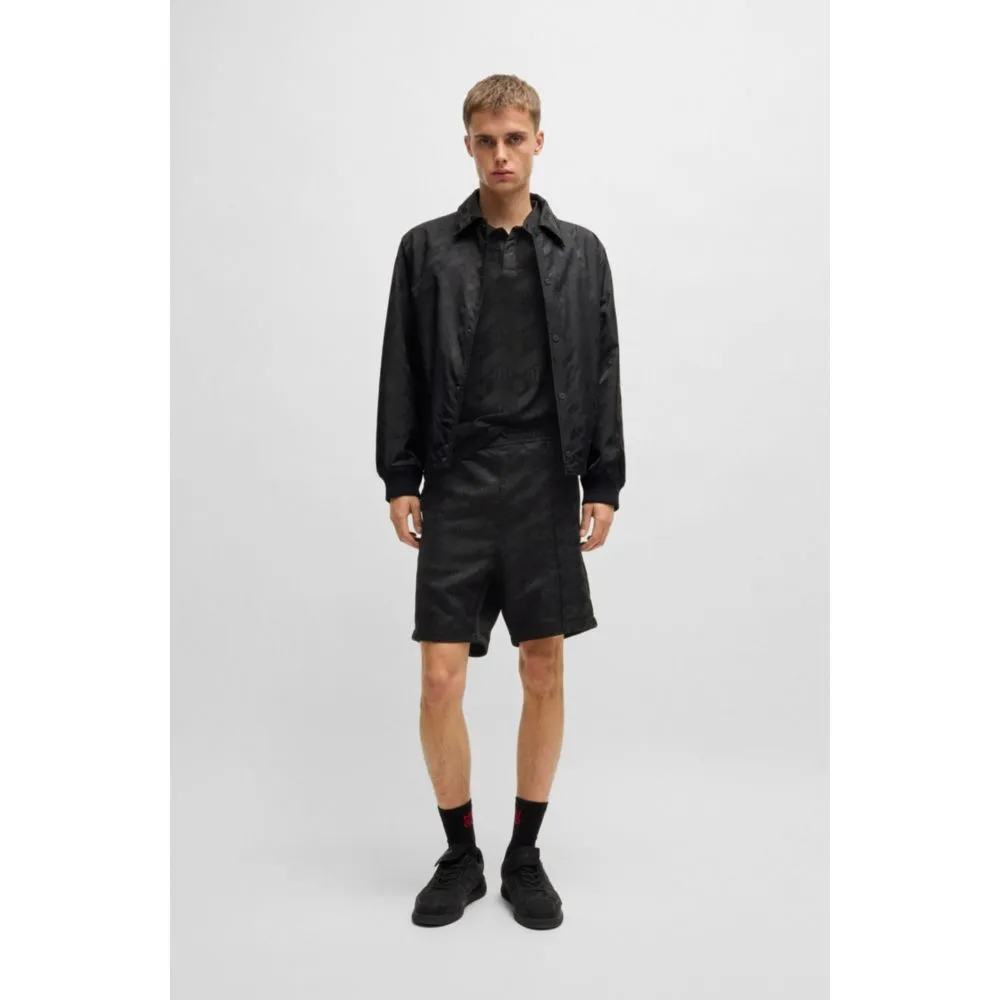Relaxed-fit bomber jacket with geometric-logo jacquard