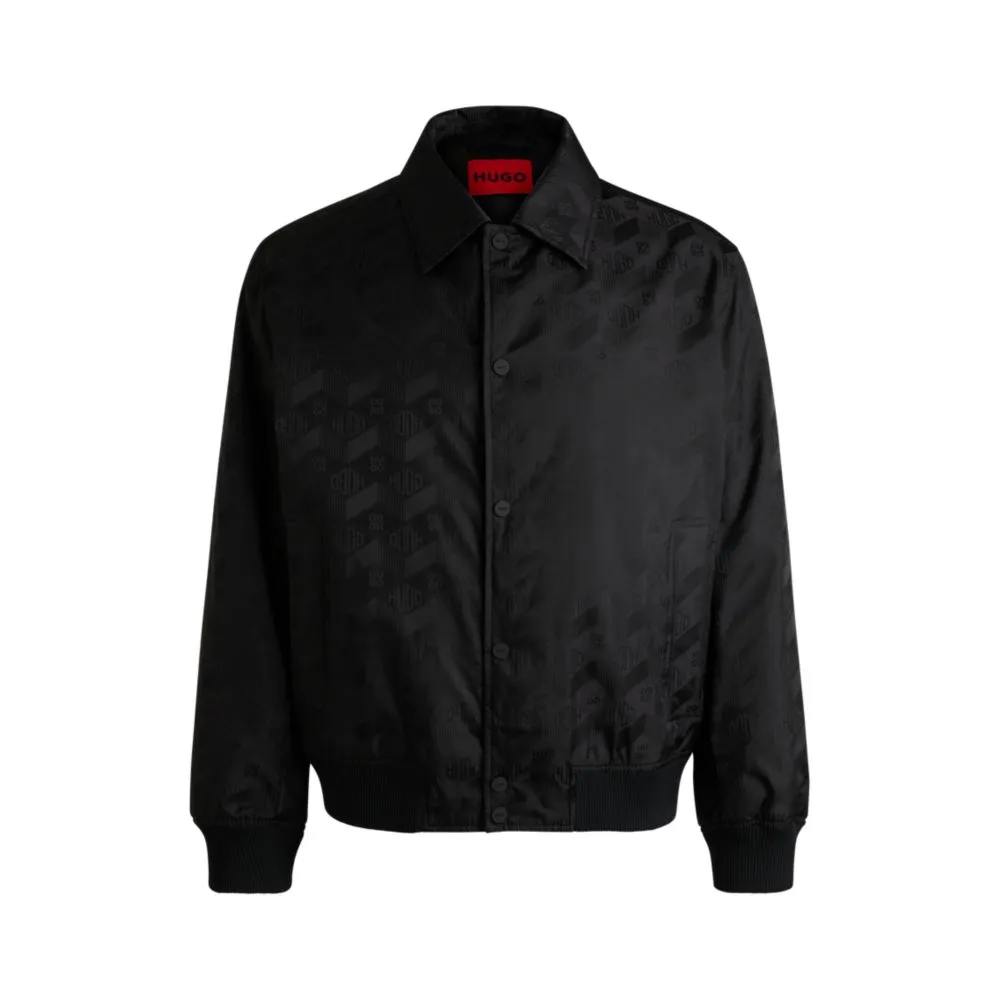 Relaxed-fit bomber jacket with geometric-logo jacquard