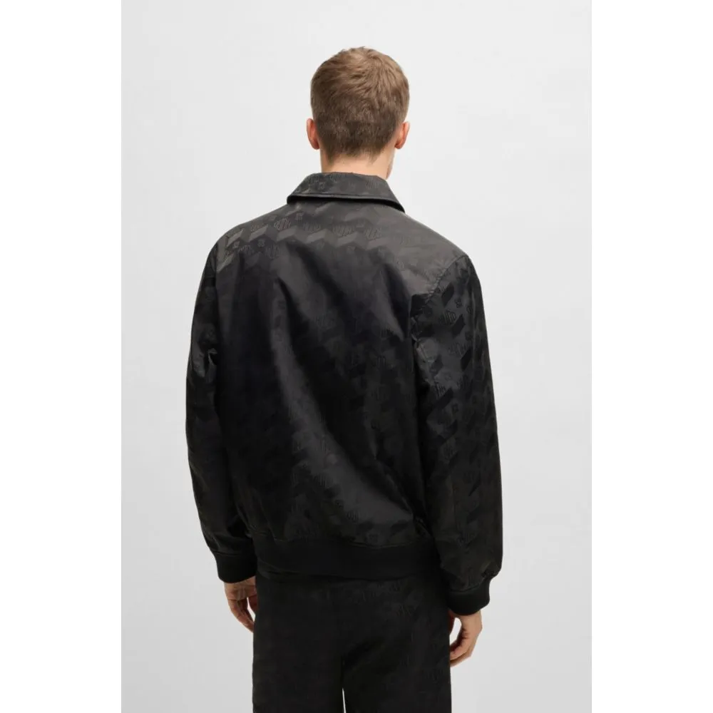 Relaxed-fit bomber jacket with geometric-logo jacquard