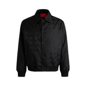 Relaxed-fit bomber jacket with geometric-logo jacquard