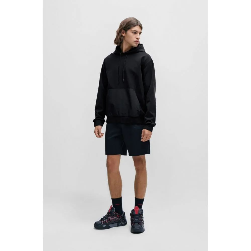 Relaxed-fit hoodie in stretch cotton with contrast pocket
