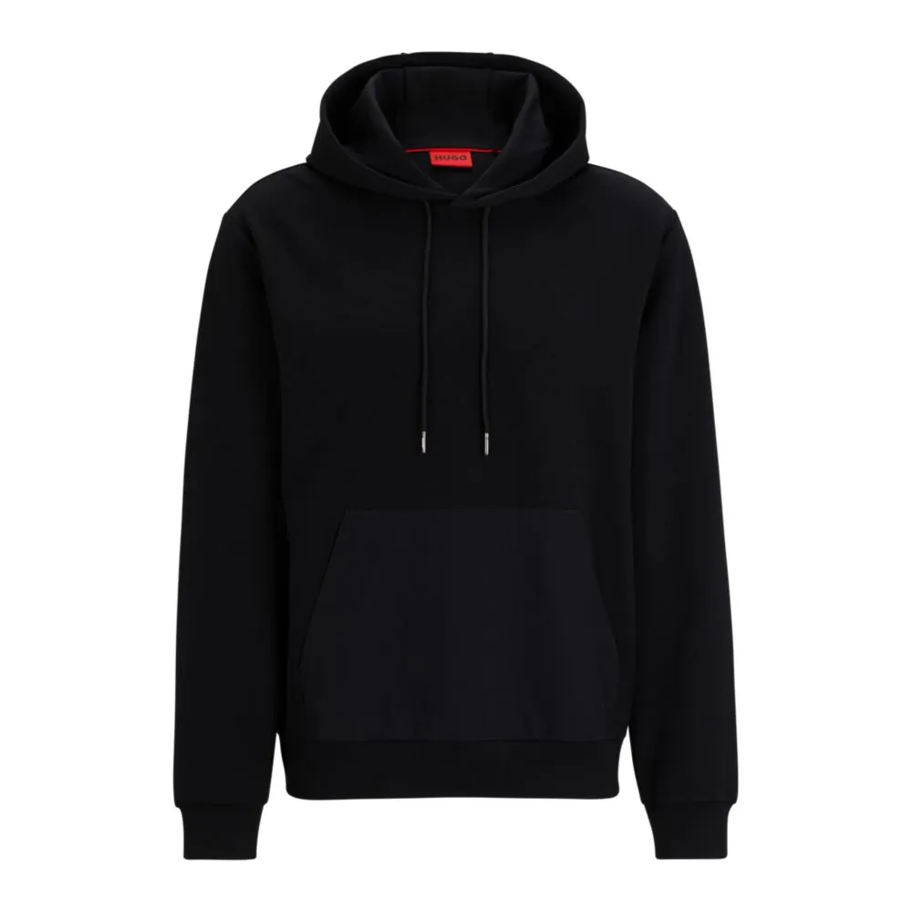 Relaxed-fit hoodie in stretch cotton with contrast pocket