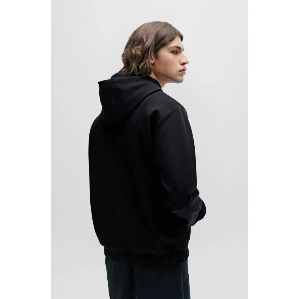 Relaxed-fit hoodie in stretch cotton with contrast pocket