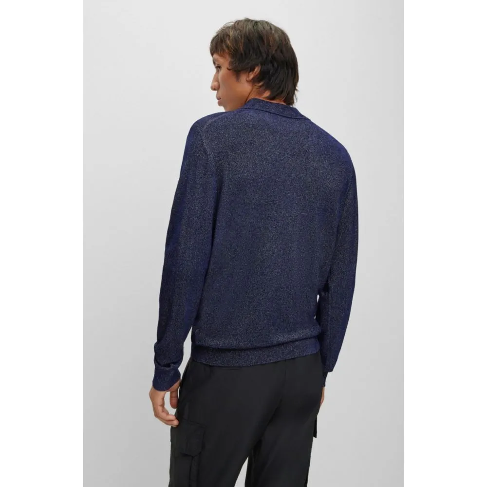 Relaxed-fit sparkle-effect polo sweater