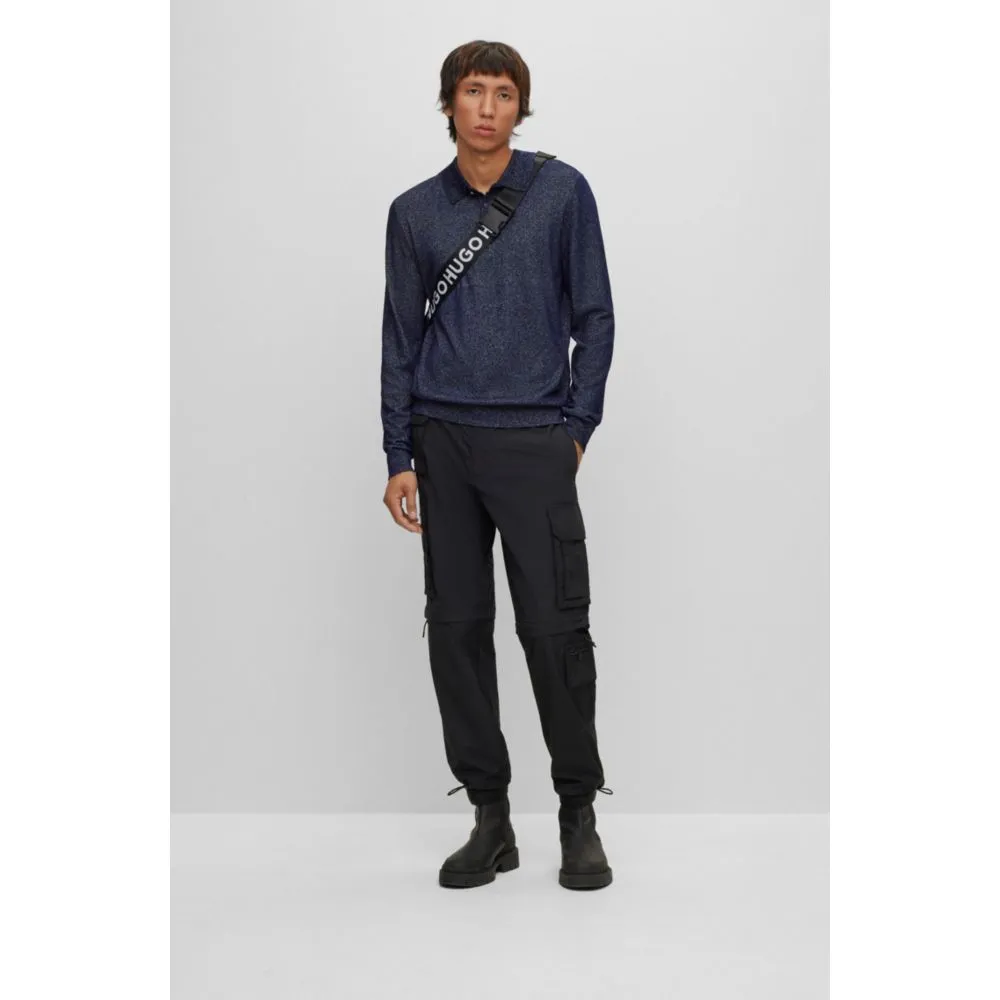 Relaxed-fit sparkle-effect polo sweater