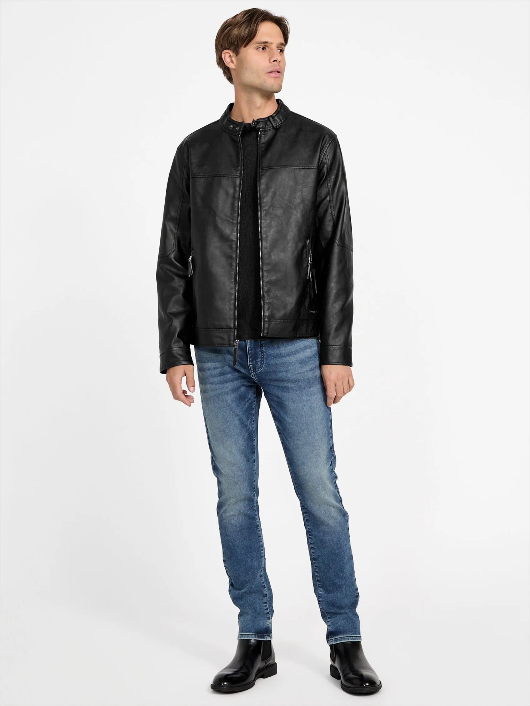 Rickie Faux-Leather Biker Jacket