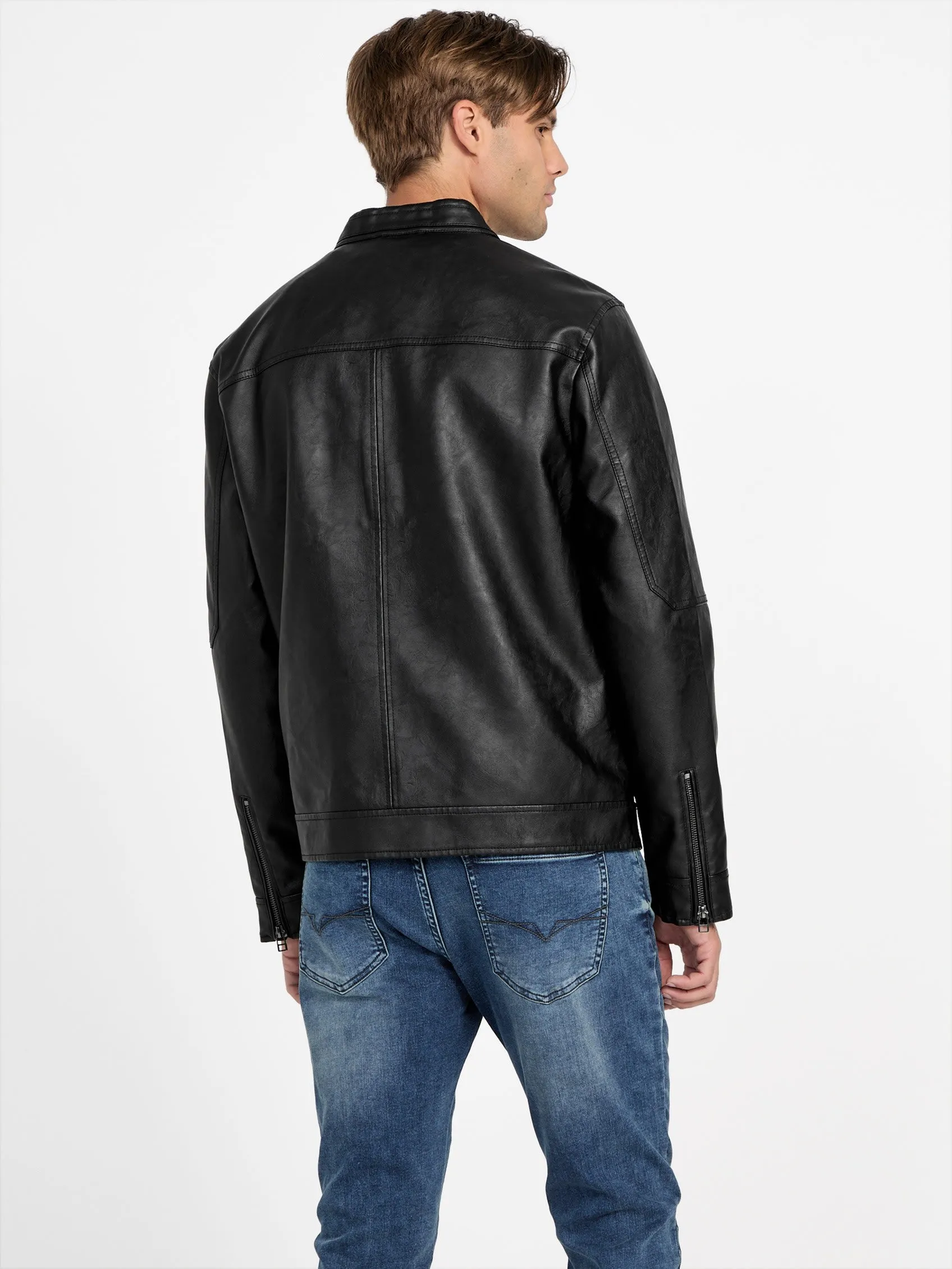Rickie Faux-Leather Biker Jacket