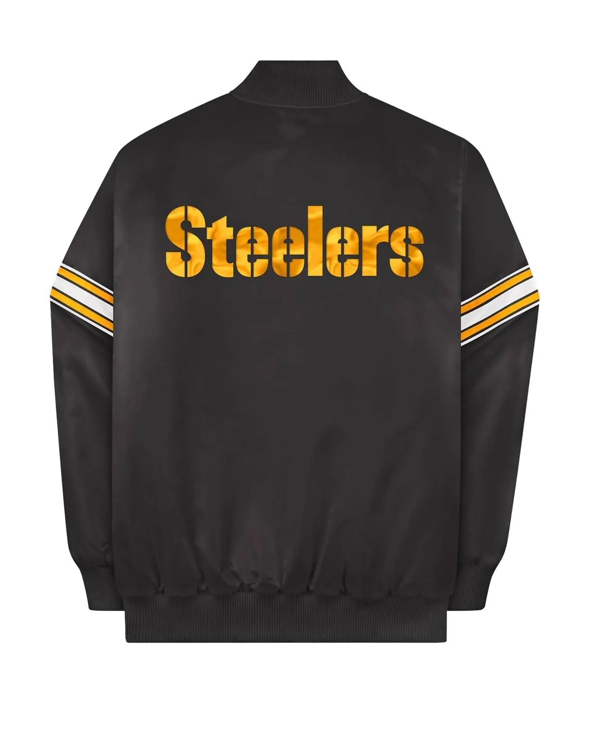Satin Full Snap Starter Jacket In Pittsburgh Steelers Black