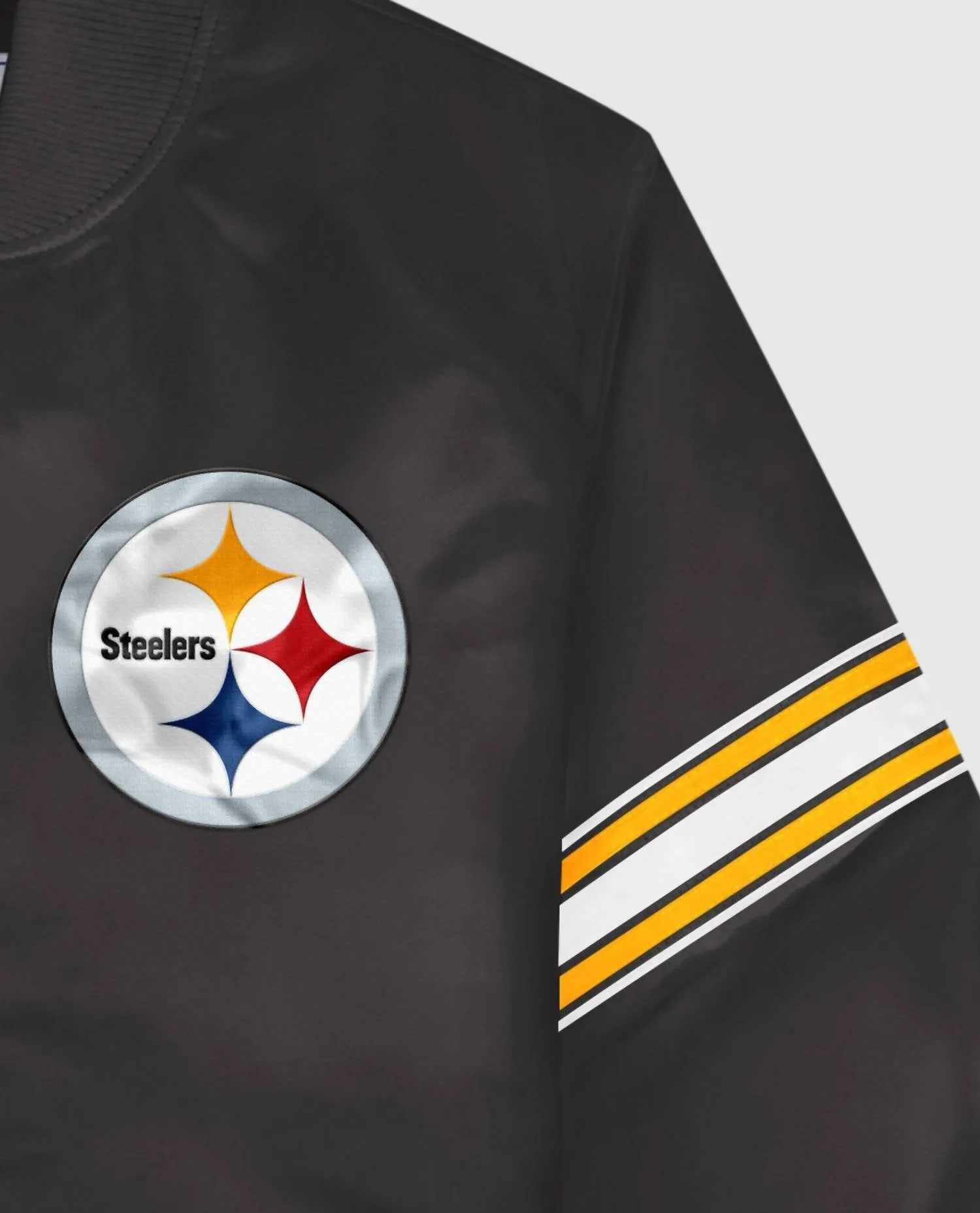 Satin Full Snap Starter Jacket In Pittsburgh Steelers Black